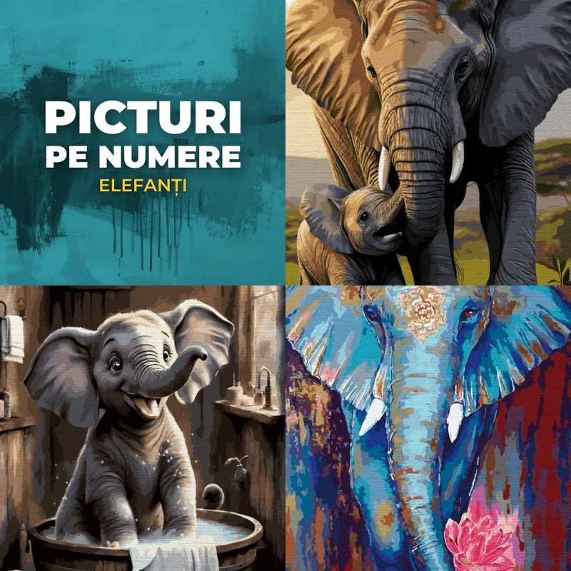 Picturi pe numere cu elefanți