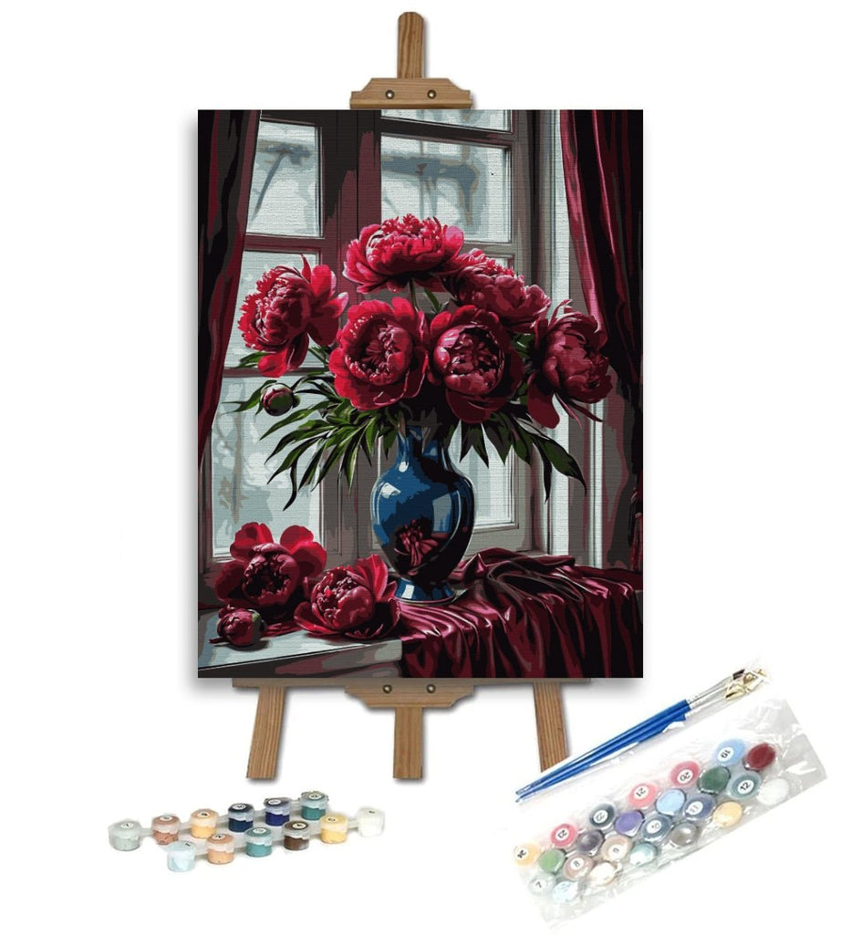 Bujori pe ceață (Misty Peonies) - Pictură pe numere - Pictorul Fericit