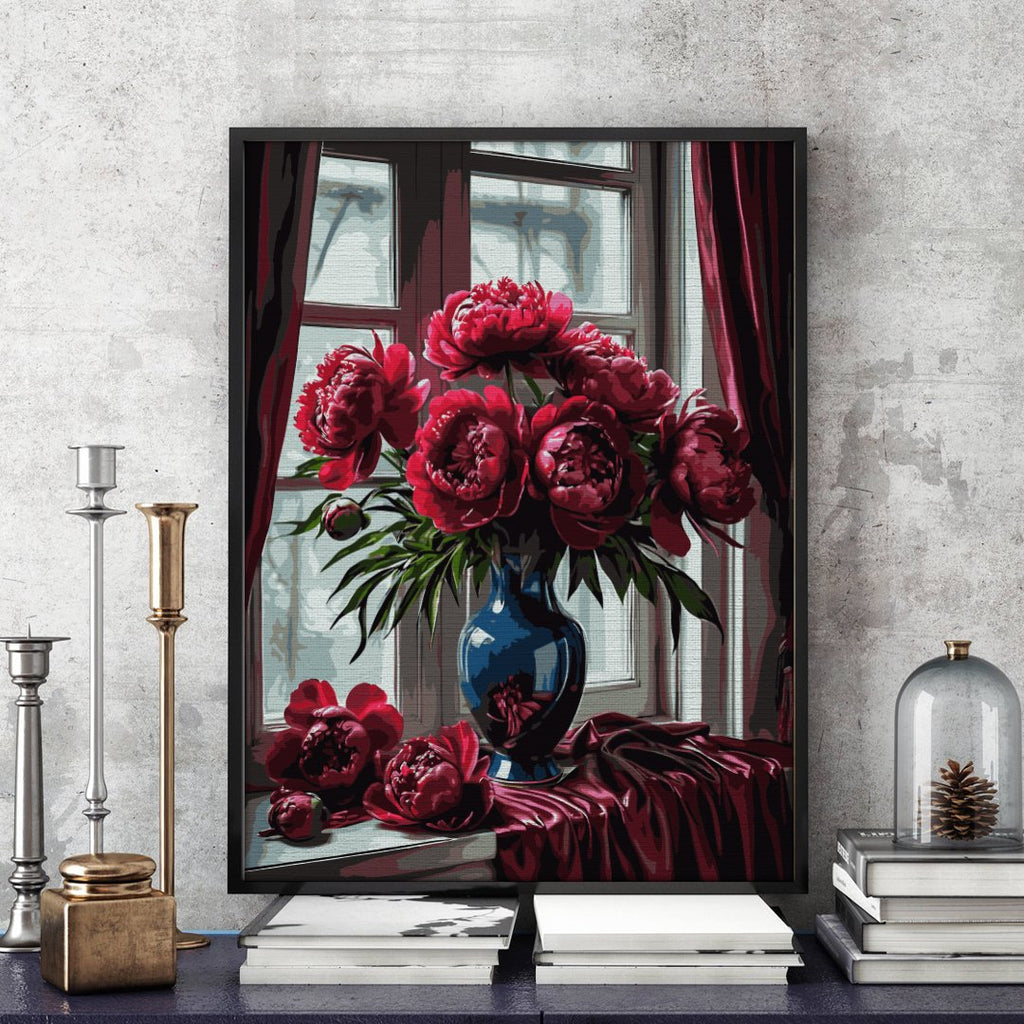 Bujori pe ceață (Misty Peonies) - Pictură pe numere - Pictorul Fericit