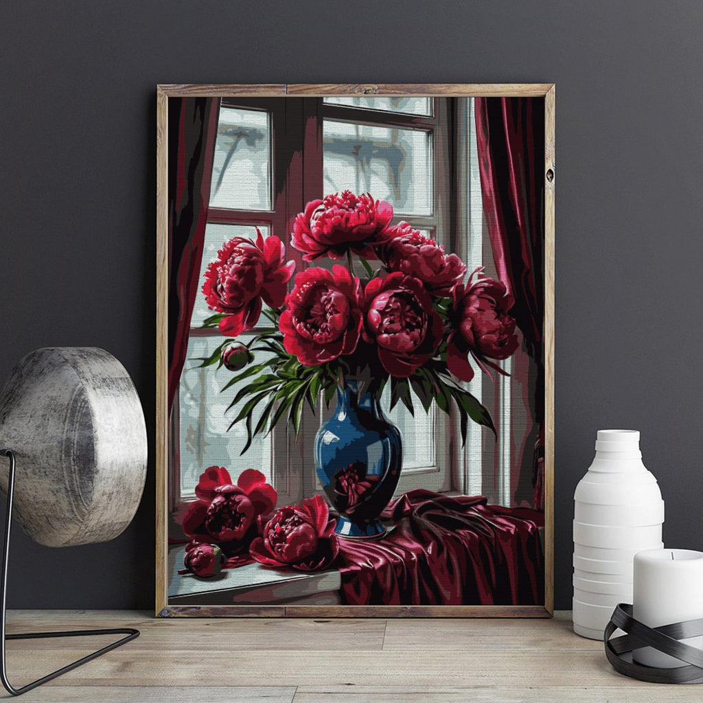 Bujori pe ceață (Misty Peonies) - Pictură pe numere - Pictorul Fericit