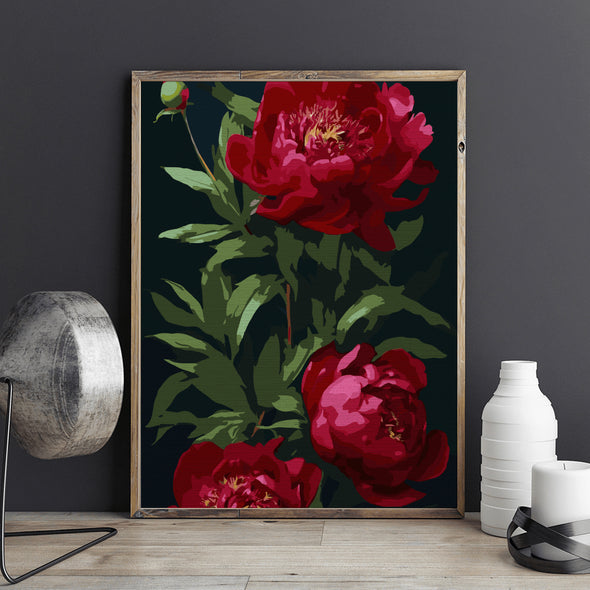 Bujori regali - Pictură pe numere - Pictorul Fericit