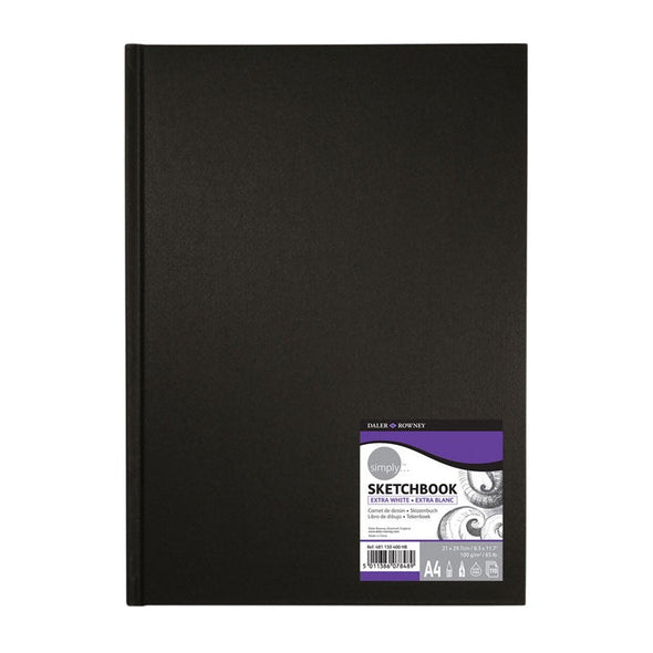 Caiet de schițe Simply Daler Rowney, 54 file, hârtie din celuloză albă, 21x29.7 cm, grosime 100 g/mp - Pictorul Fericit