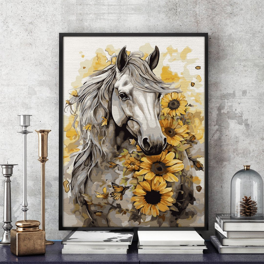 Cal Albino (White albino horse) - Pictură pe numere - Pictorul Fericit