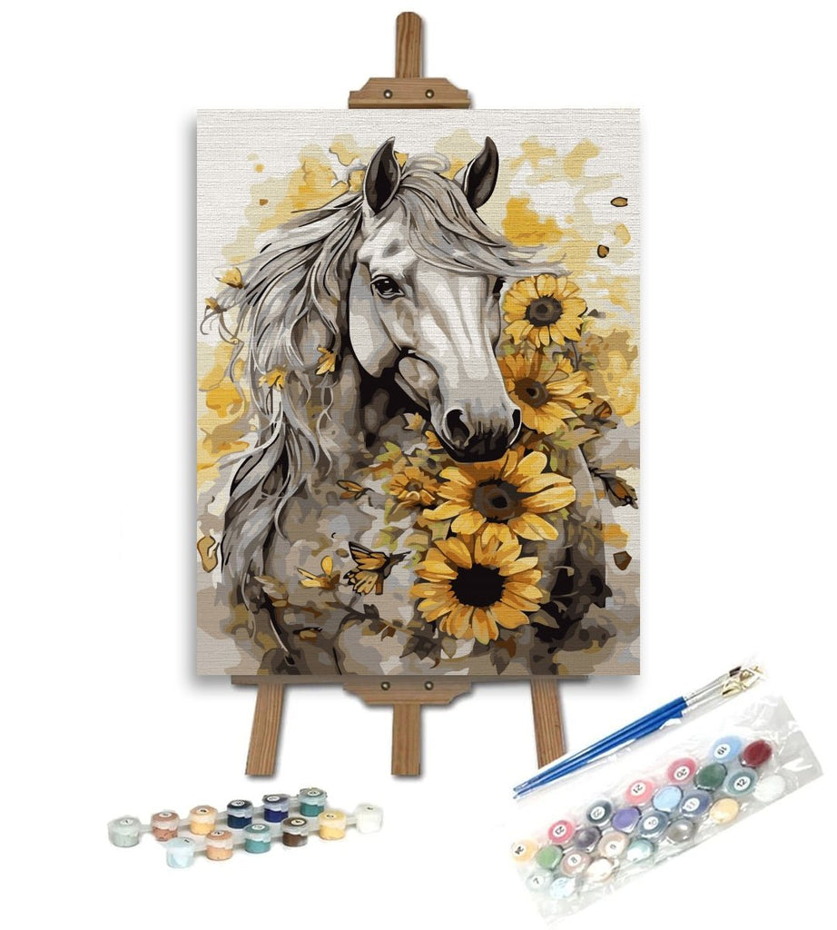 Cal Albino (White albino horse) - Pictură pe numere - Pictorul Fericit