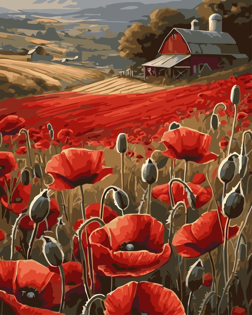 Câmp roșu (Red field) - Pictură pe numere - Pictorul Fericit