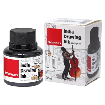Cerneală desen India Drawing, rezistentă la apă, neagră, 35 ml (Isomars) - Pictorul Fericit