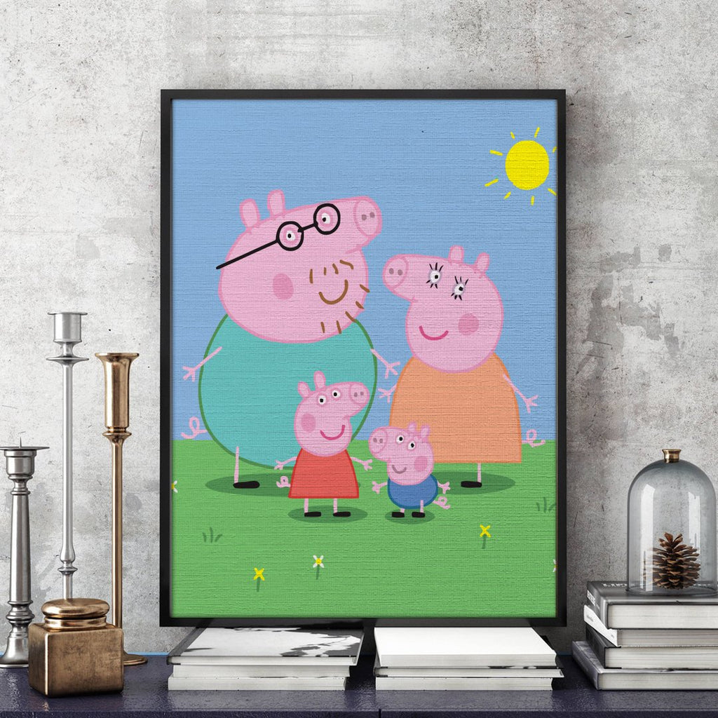 Familia Peppa (Peppa Pig Family) - Pictură pe numere - Pictorul Fericit