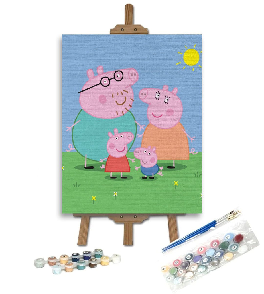 Familia Peppa (Peppa Pig Family) - Pictură pe numere - Pictorul Fericit