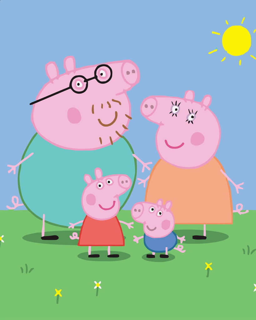 Familia Peppa (Peppa Pig Family) - Pictură pe numere - Pictorul Fericit
