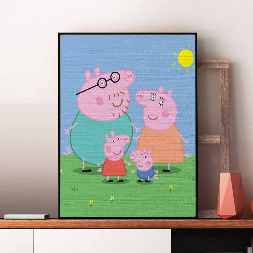 Familia Peppa (Peppa Pig Family) - Pictură pe numere - Pictorul Fericit