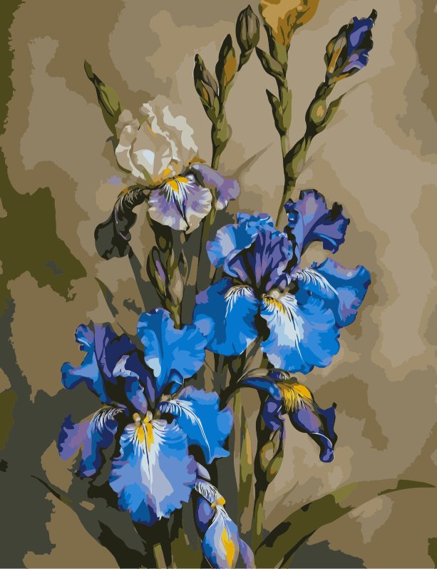 Flori albastre (Blue flowers) - Pictură pe numere - Pictorul Fericit