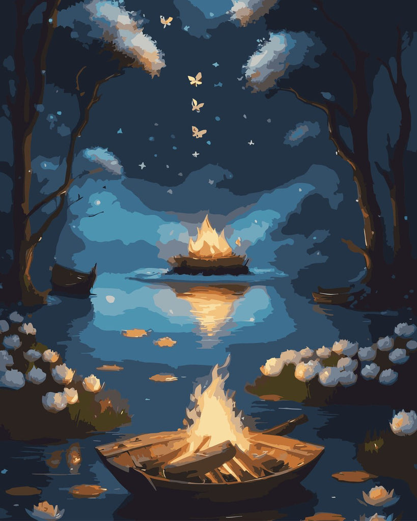 Foc de tabără (Campfire) - Pictură pe numere - Pictorul Fericit