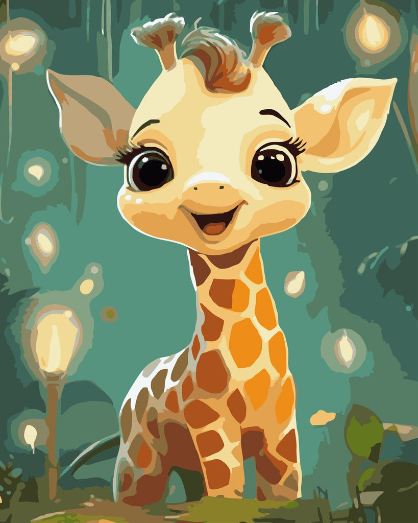 Girafă drăguță (Cute giraffe) - Pictură pe numere - Pictorul Fericit