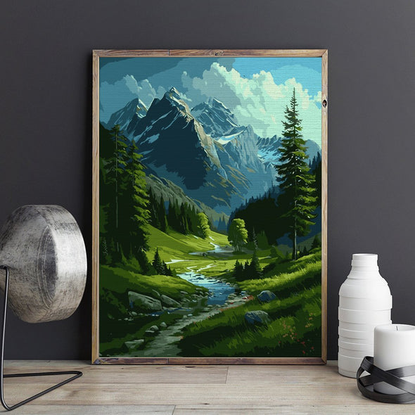 Izvor de munte (Mountain spring) - Pictură pe numere - Pictorul Fericit