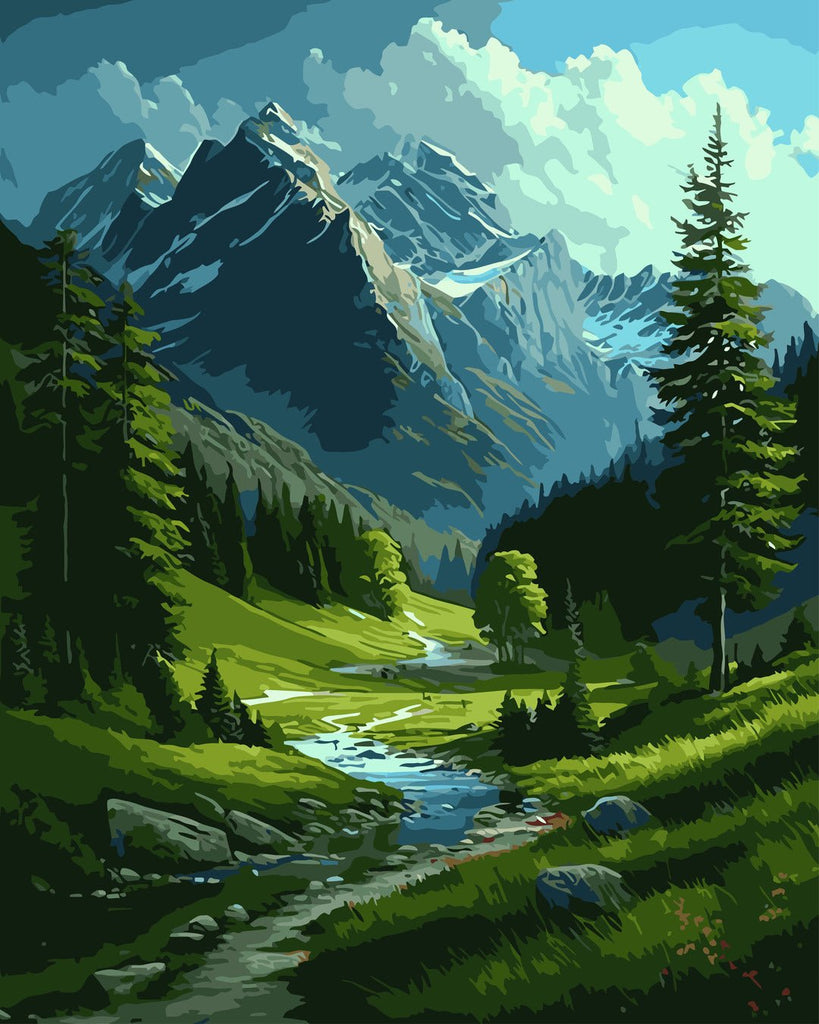 Izvor de munte (Mountain spring) - Pictură pe numere - Pictorul Fericit