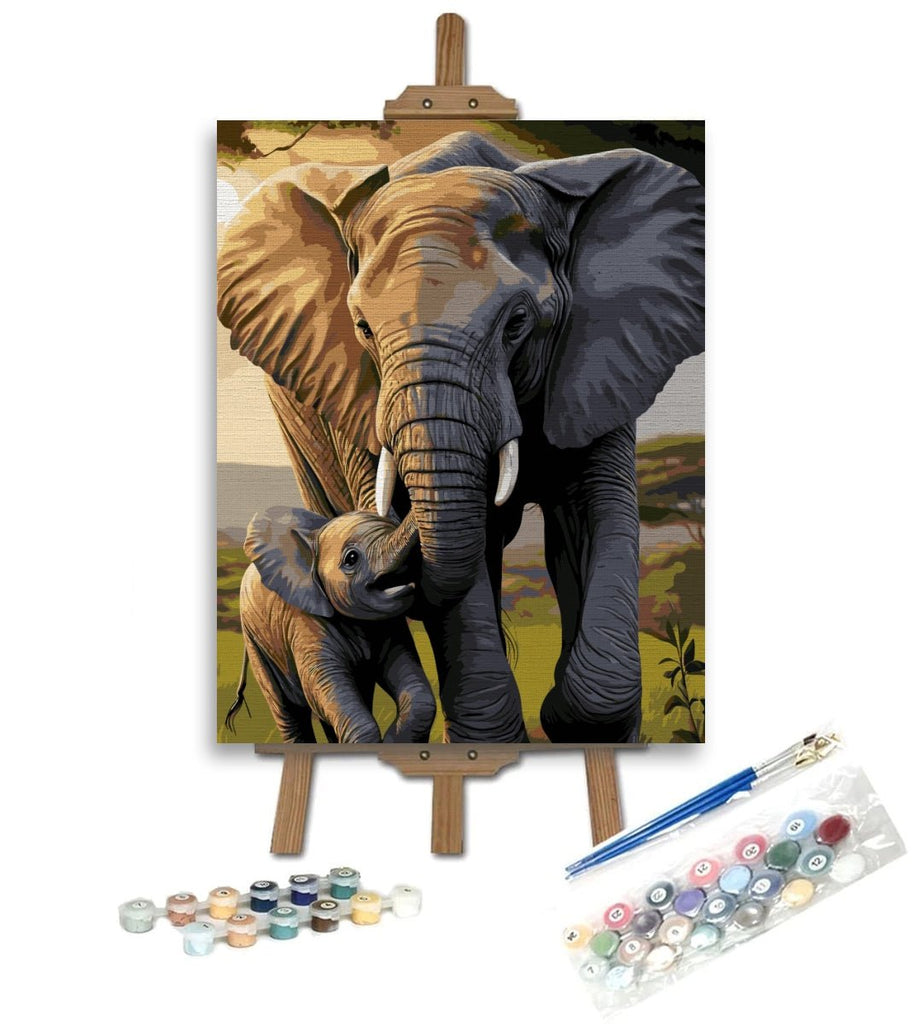 Joaca elefanților (Elephants playtime) - Pictură pe numere - Pictorul Fericit