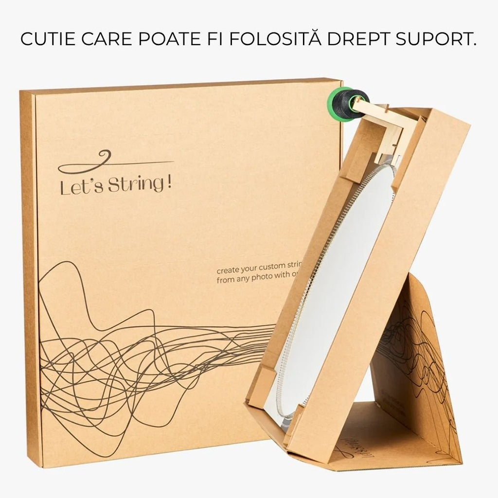 Kit creativ tablou personalizat, din ață, Let’s String, cu aplicație și ghid vocal - Pictorul Fericit