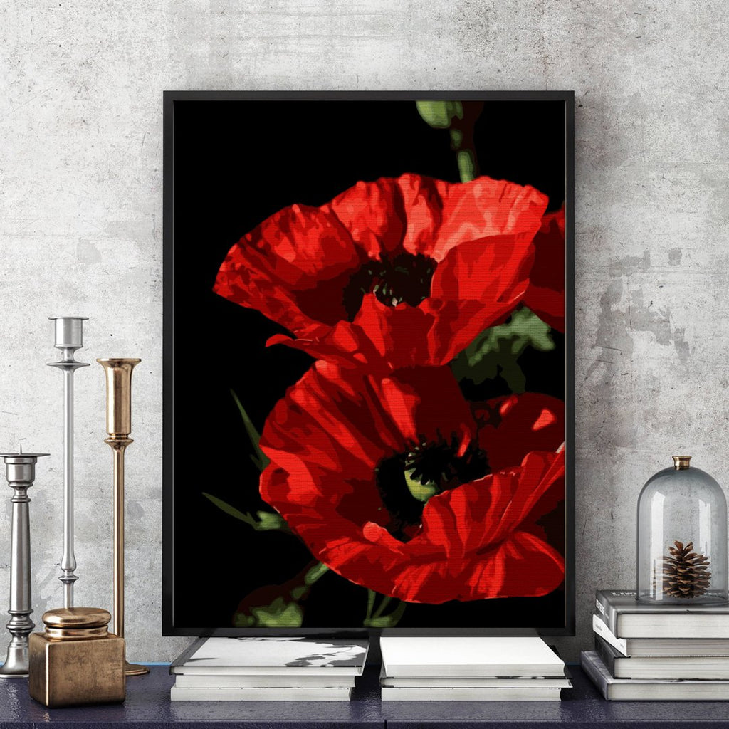 Maci roșii (The red poppies) - Pictură pe numere - Pictorul Fericit