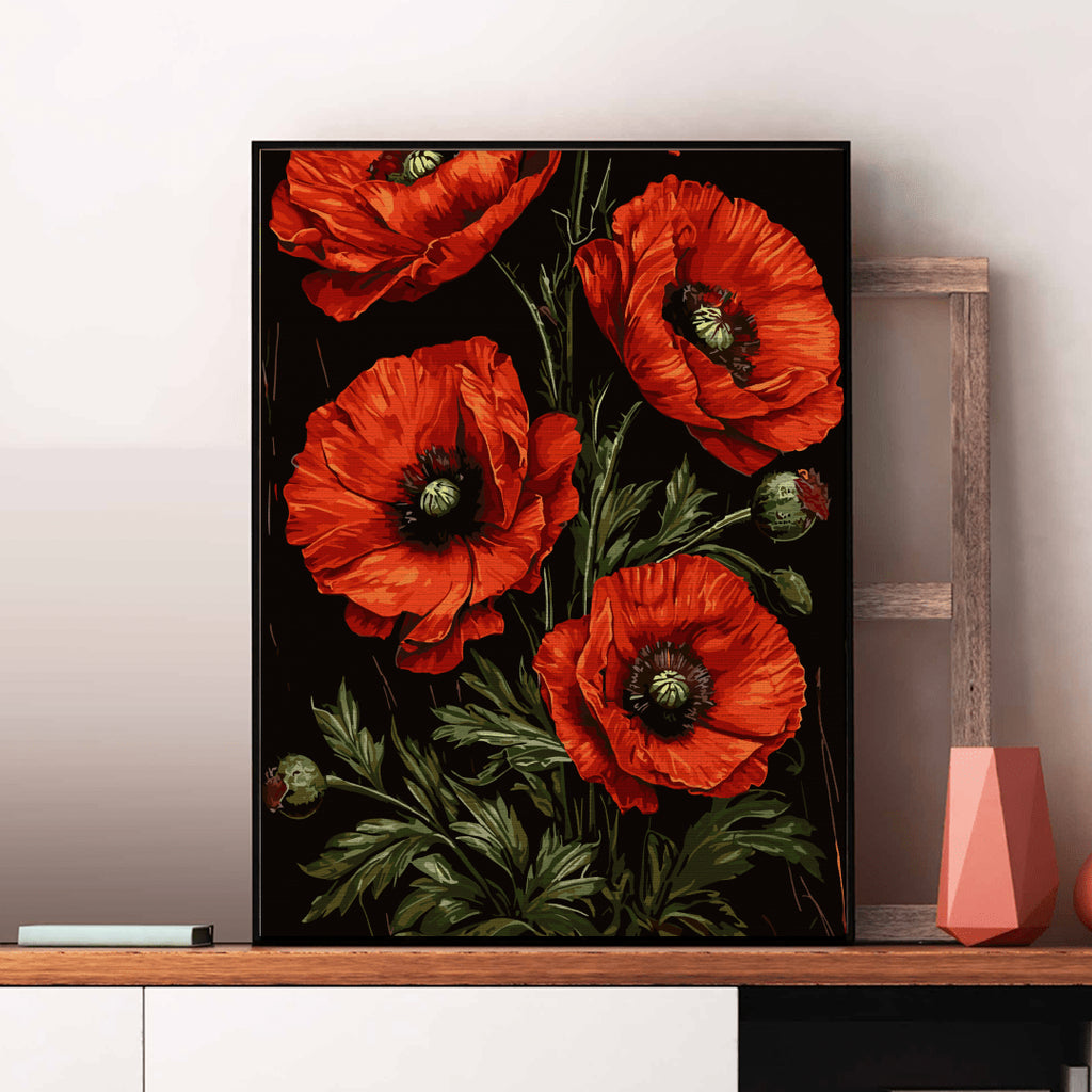 Maci sângerii - Pictură pe numere - Pictorul Fericit