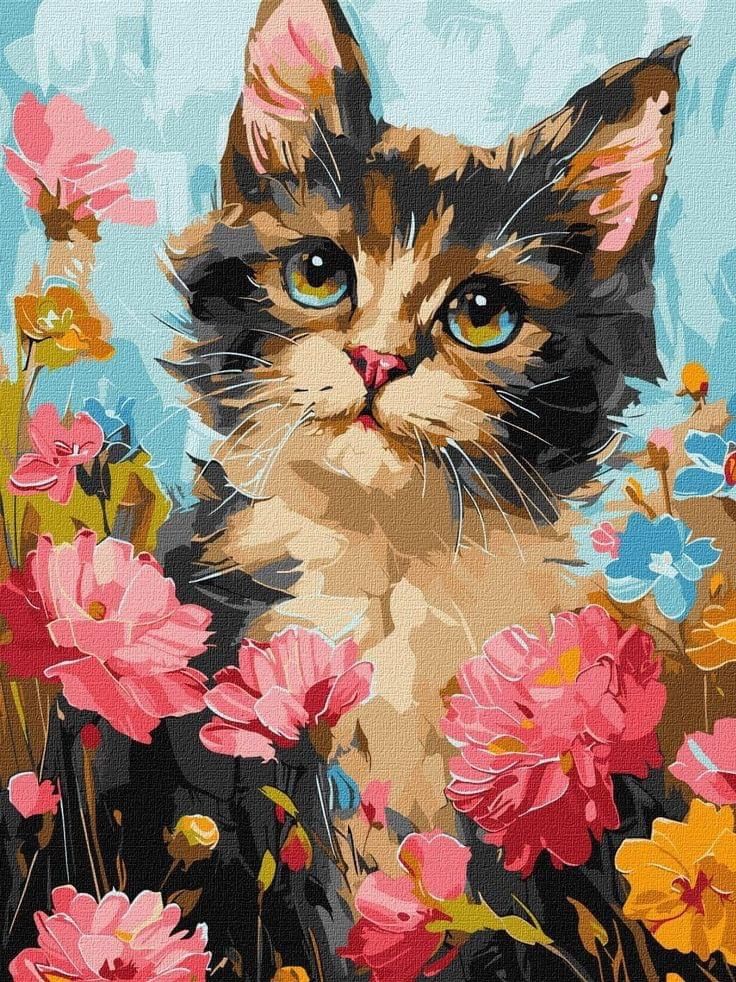 Printre flori - Pictură pe numere - Pictorul Fericit