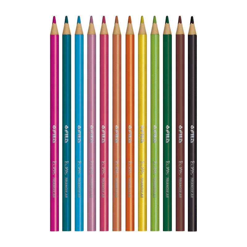 Set 12 creioane colorate, mină triunghiulară, înveliș sintetic, Elios Giotto - Pictorul Fericit