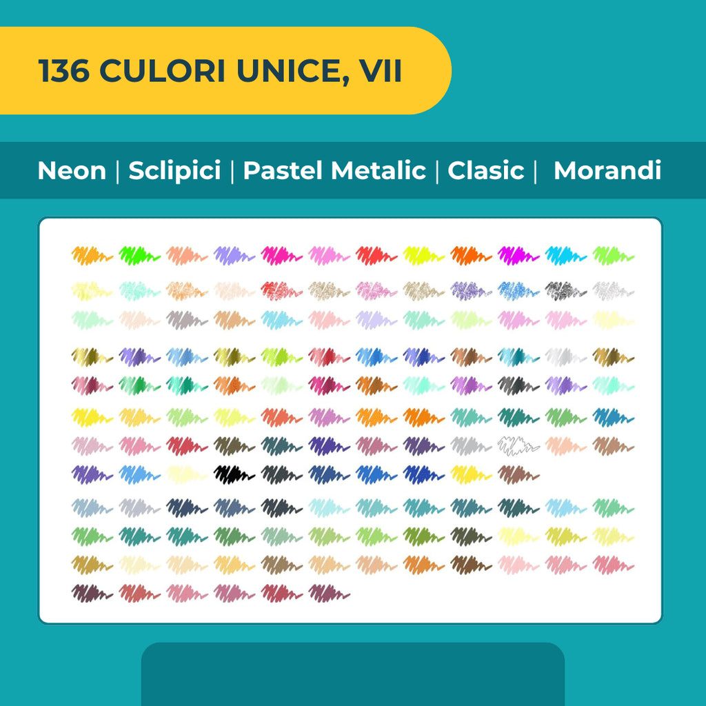 Set 136 Markere acrilice Nicety, vârf extra fin 0,7 mm, netoxice - Pictorul Fericit