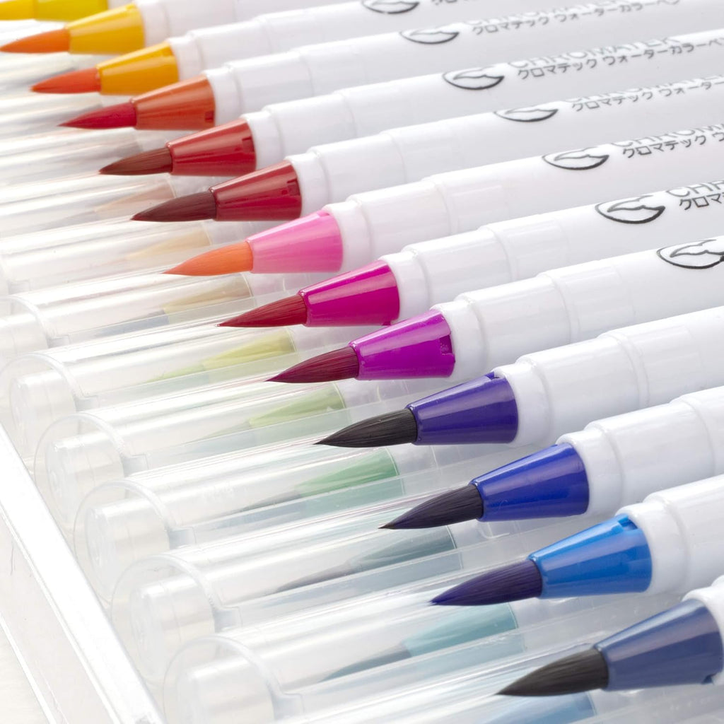 Set 54 culori Chromatek, cerneală acuarelabilă, vârf de pensulă - Pictorul Fericit