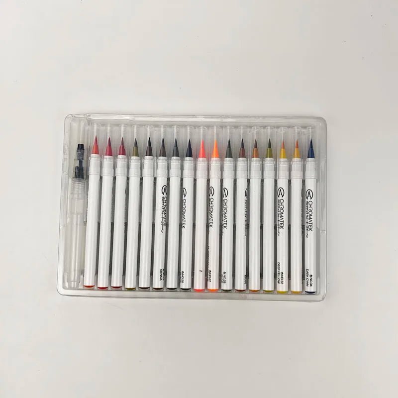 Set 54 culori Chromatek, cerneală acuarelabilă, vârf de pensulă - Pictorul Fericit