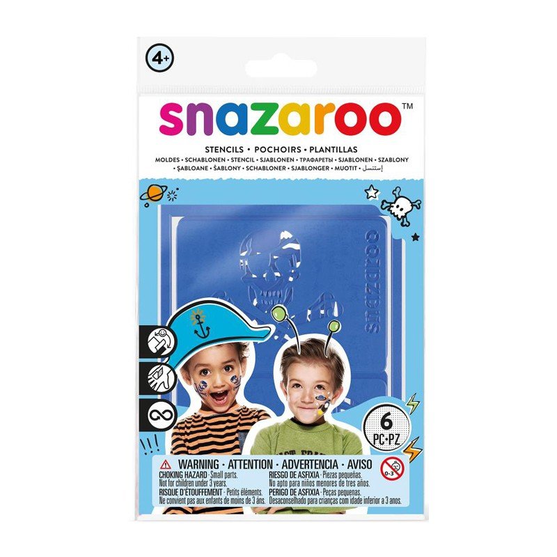 Set 6 șabloane Snazaroo pictură pe față/corp, pentru băieți, Adventure - Pictorul Fericit