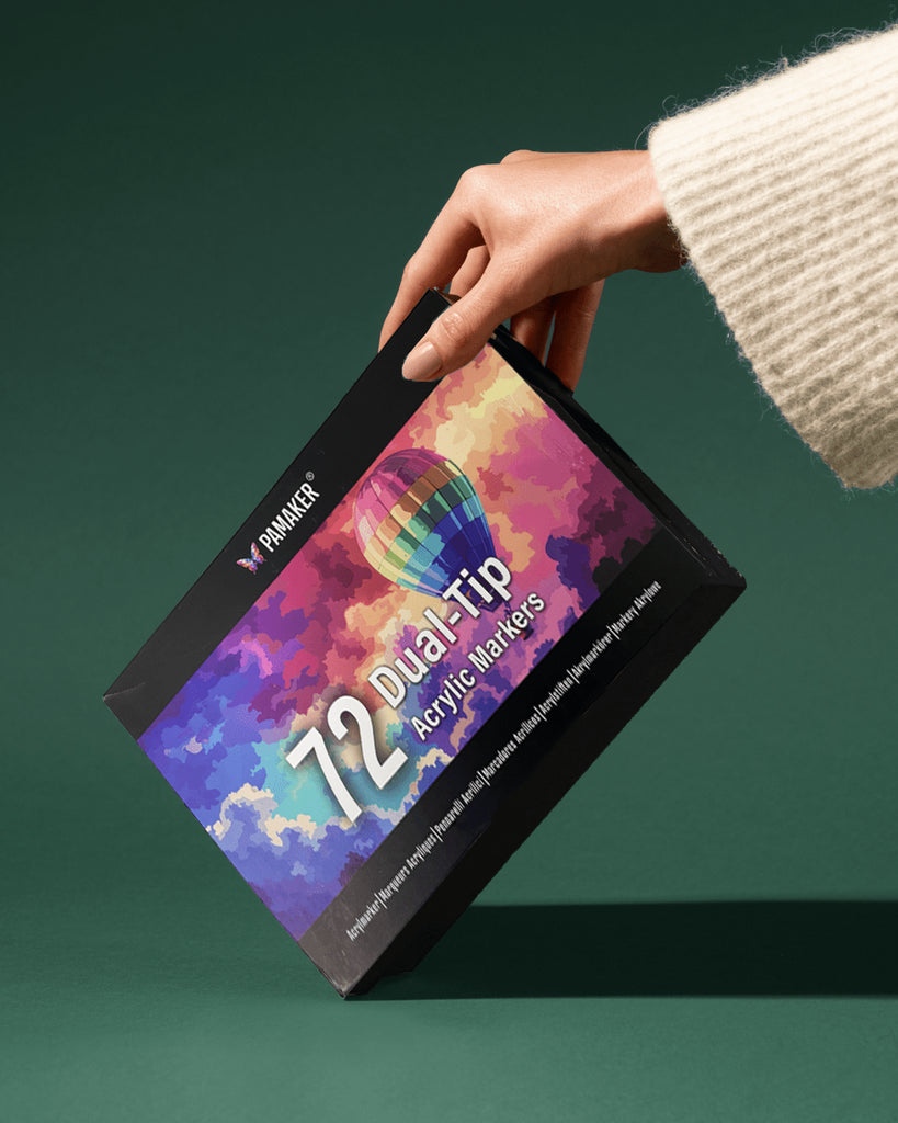 Set 72 de markere acrilice Pamaker, cu vârf dublu - Pictorul Fericit