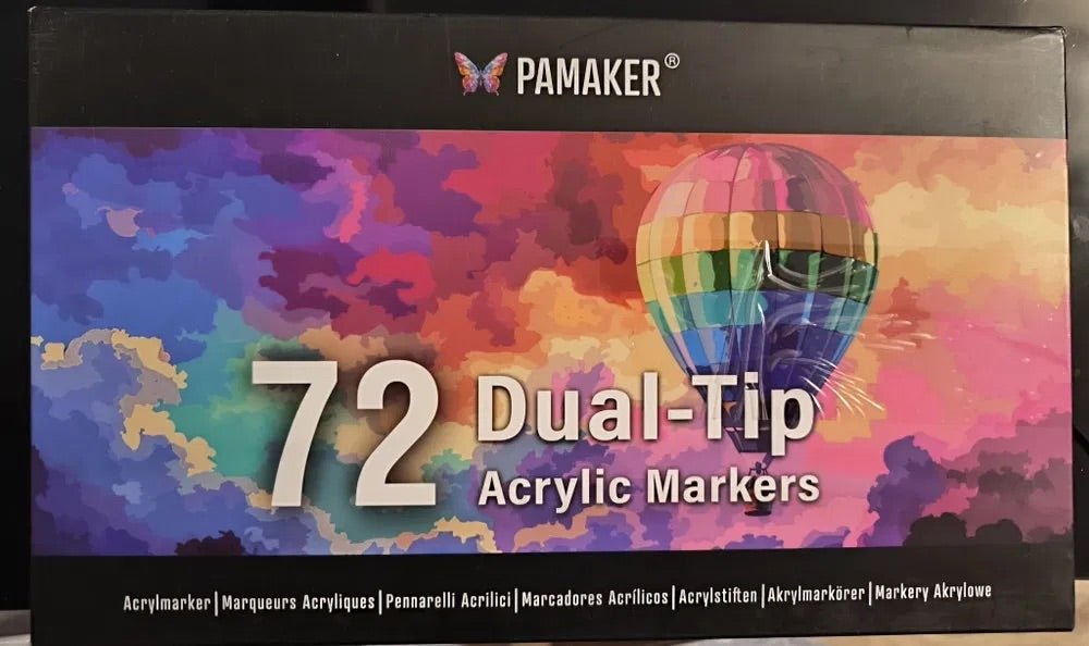 Set 72 de markere acrilice Pamaker, cu vârf dublu - Pictorul Fericit