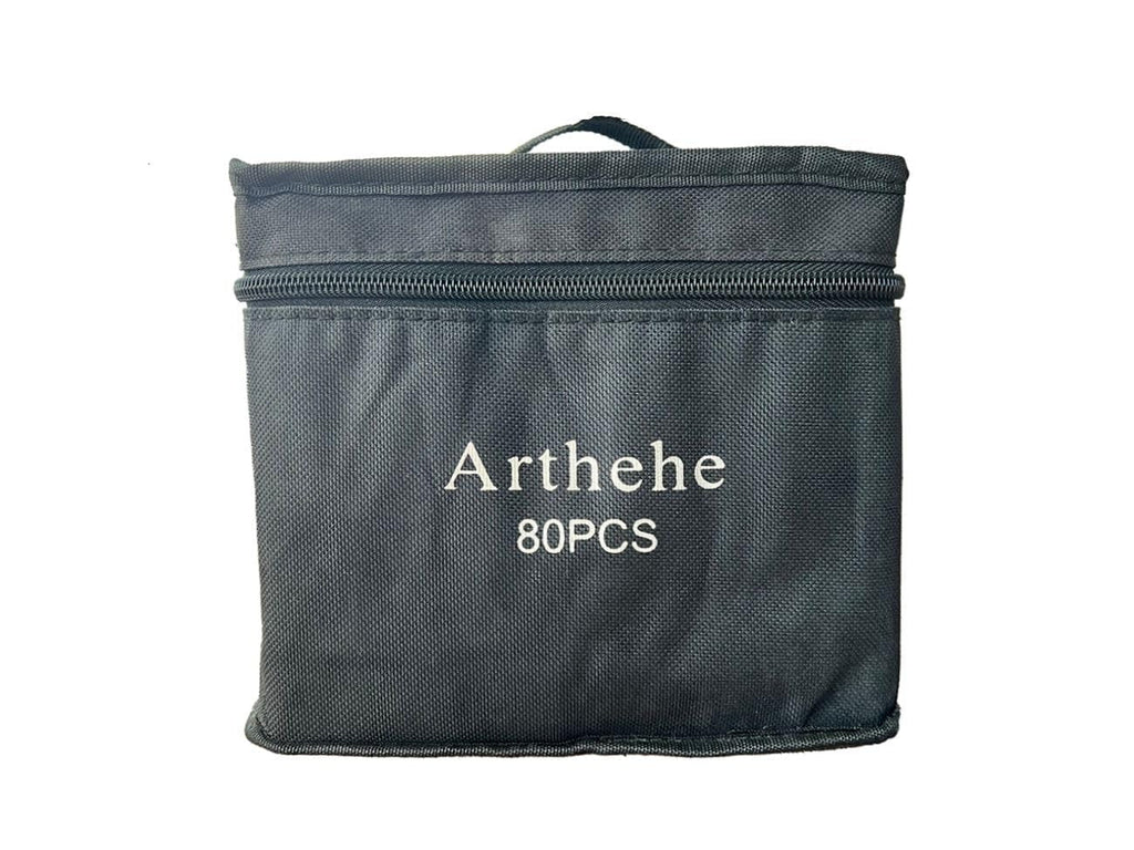 Set 80 markere permanente Arthehe, vârf dublu, uscare rapidă - Pictorul Fericit