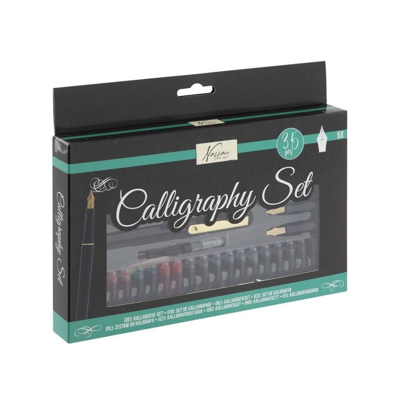 Set de caligrafie Nassau Fine Art, cu 35 accesorii - Pictorul Fericit