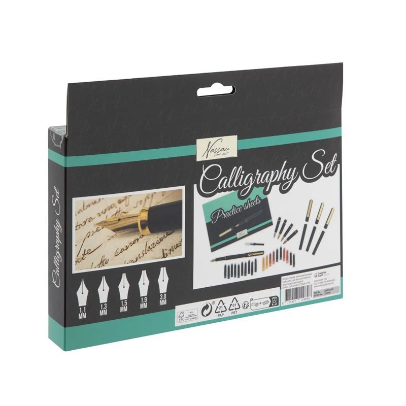 Set de caligrafie Nassau Fine Art, cu 35 accesorii - Pictorul Fericit