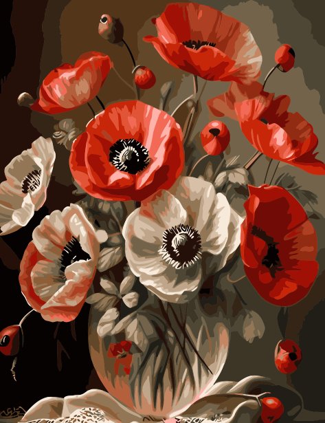 Splendoarea macilor (Poppy Splendor) - Pictură pe numere - Pictorul Fericit