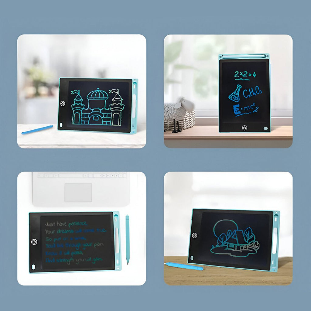 Tabletă LCD de desen pentru copii, ecran 10 inch, stilou inclus, roz/albastru, 26 cm - Pictorul Fericit