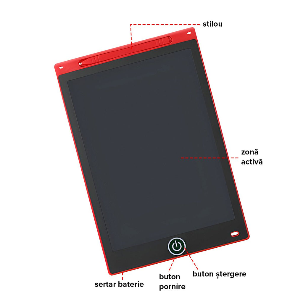Tabletă LCD de desen pentru copii, ecran 10 inch, stilou inclus, roz/albastru, 26 cm - Pictorul Fericit