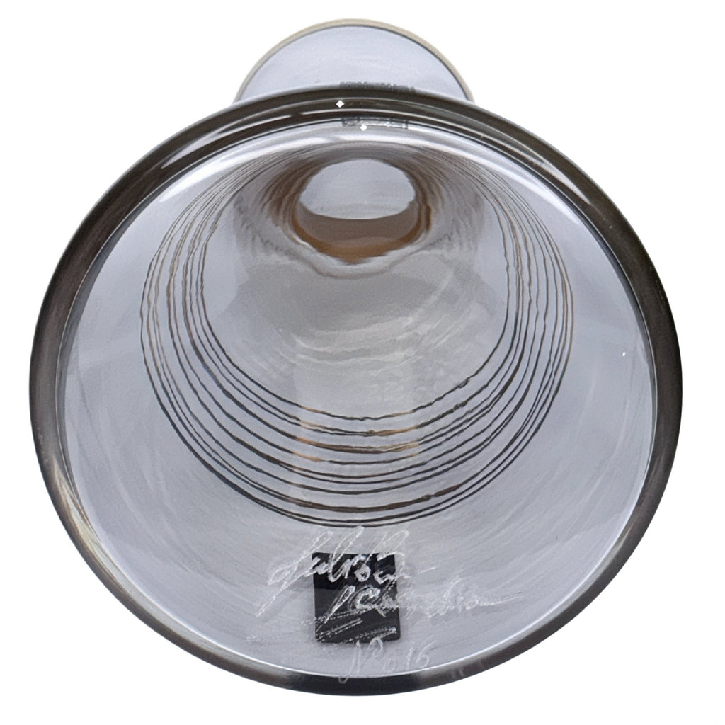 Vază decorativă de lux, din sticlă transparentă, lucrată manual, inserții gold - ediție limitată - Pictorul Fericit