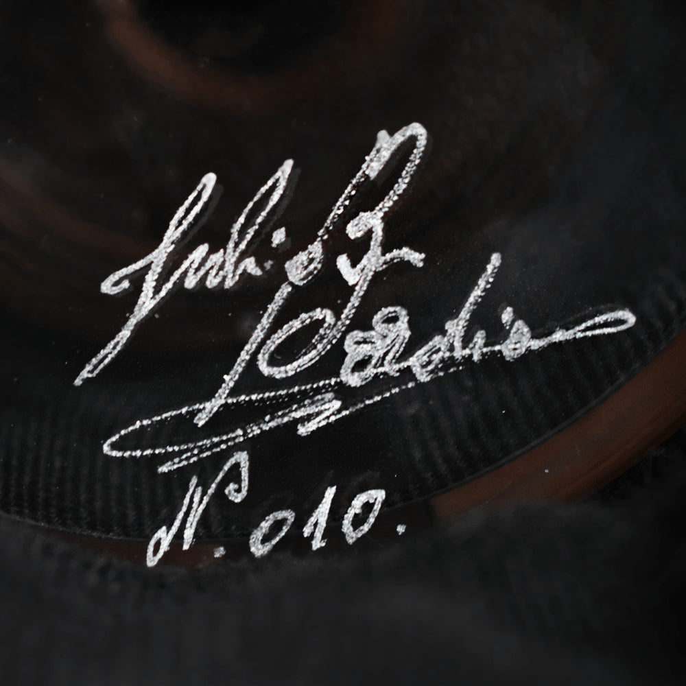 Vază decorativă de lux, din sticlă transparentă, lucrată manual, inserții gold - ediție limitată - Pictorul Fericit