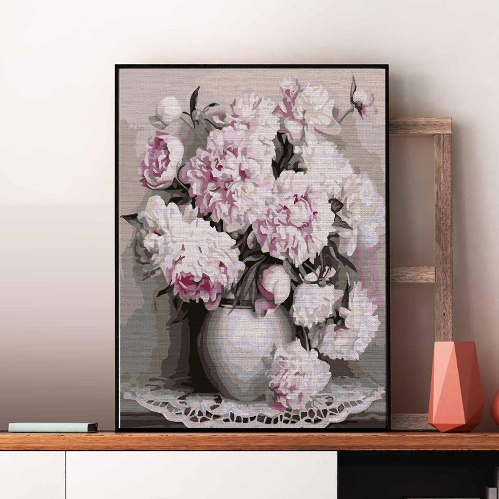 Blooming peonies - Pictură pe numere - Pictorul Fericit