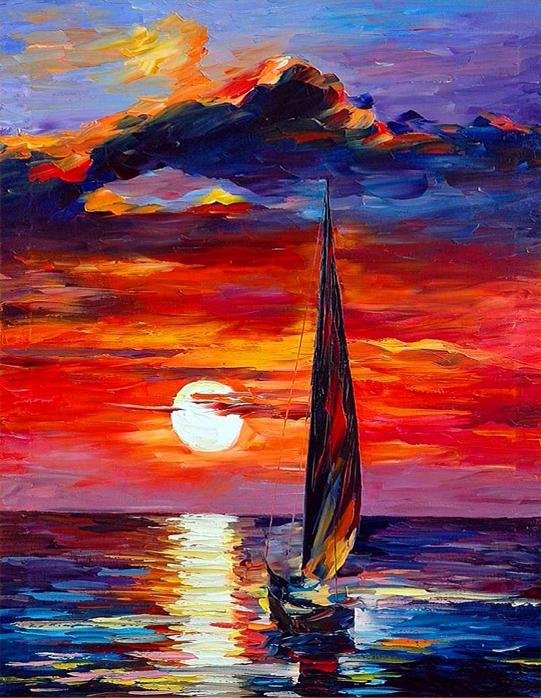 Boat at Dusk - Pictură pe numere - Pictorul Fericit