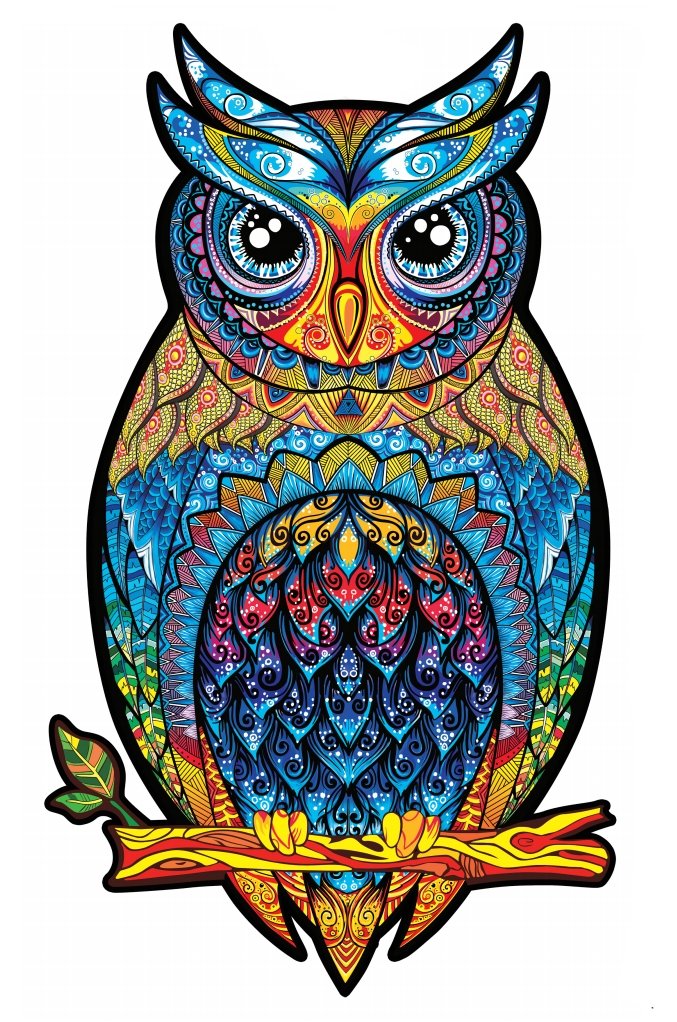 Bufniță serioasă - Puzzle din lemn - Pictorul Fericit