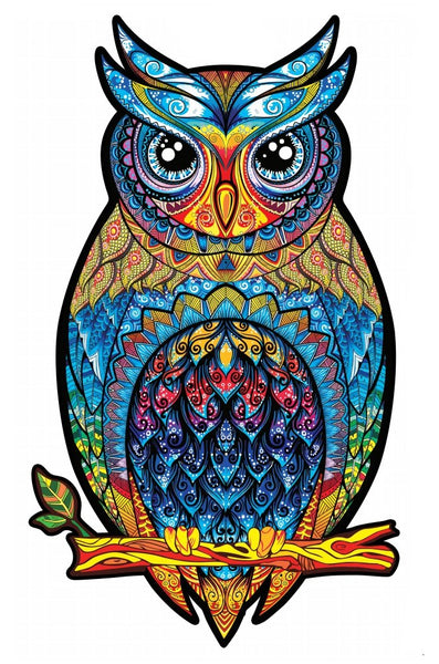 Bufniță serioasă - Puzzle din lemn - Pictorul Fericit