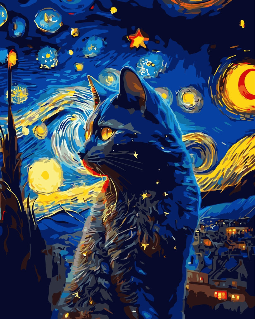 Cat staring - Pictură pe numere - Pictorul Fericit