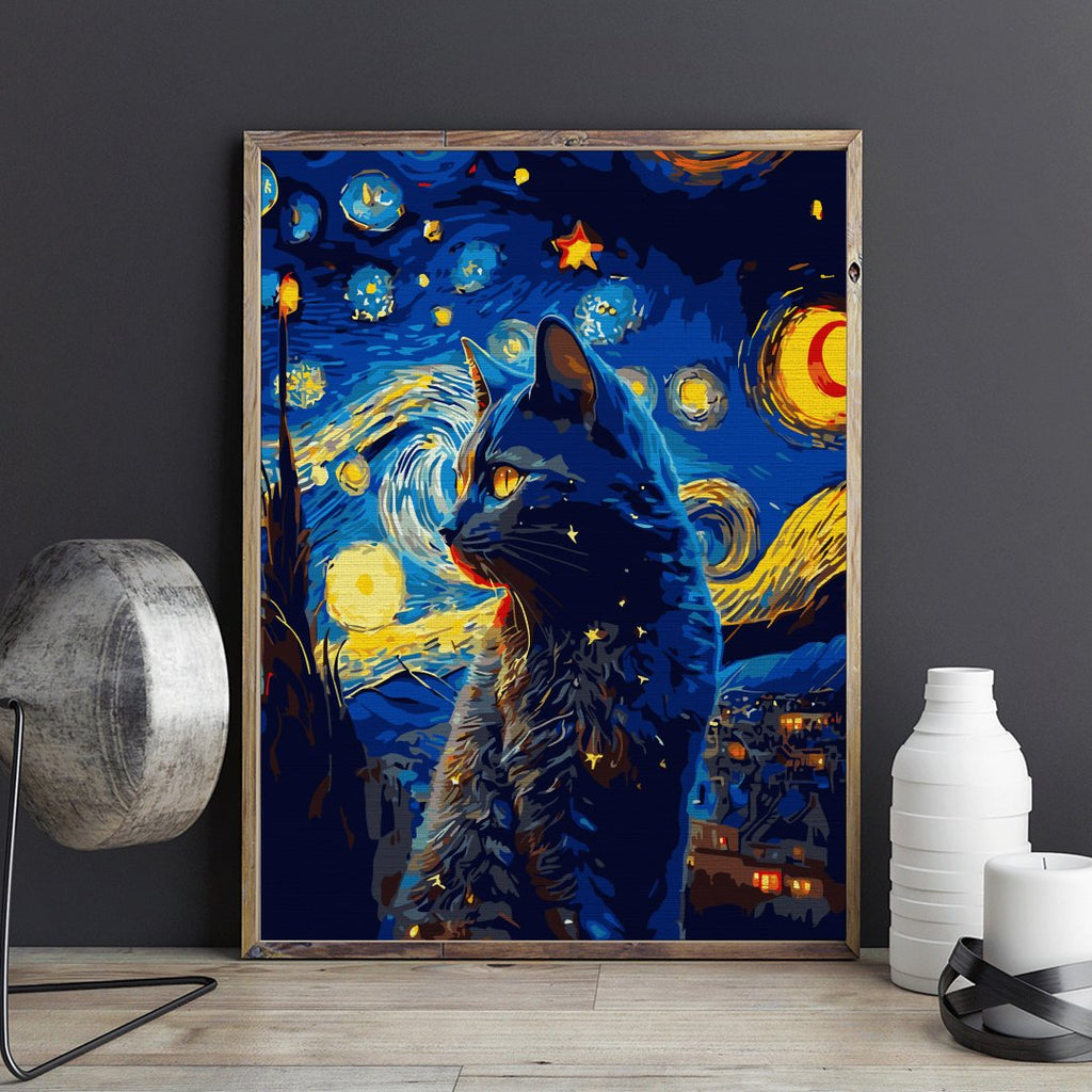 Cat staring - Pictură pe numere - Pictorul Fericit