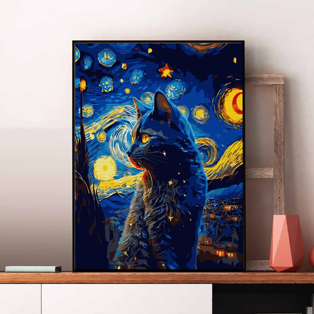 Cat staring - Pictură pe numere - Pictorul Fericit