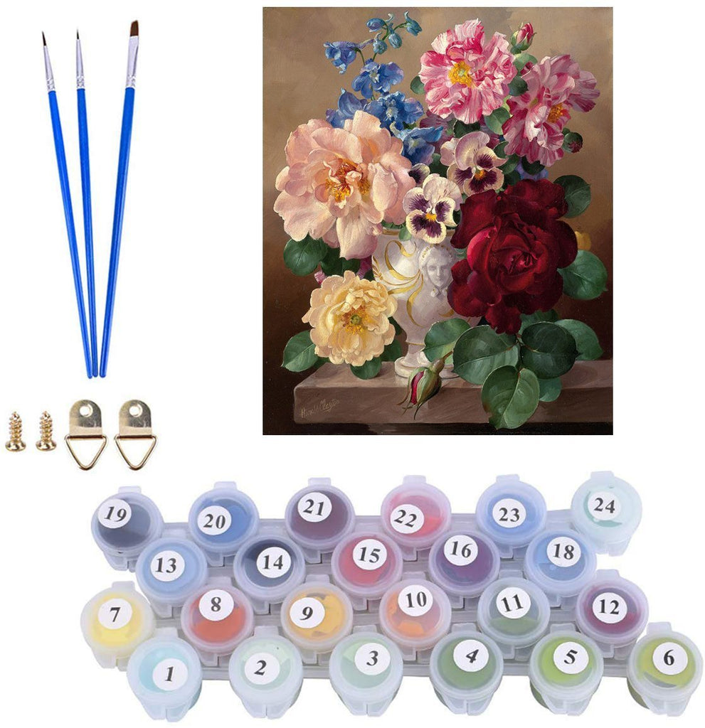 Classic Vase of Flowers - Pictură pe numere - Pictorul Fericit