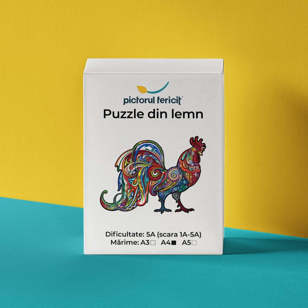 Cocoș țanțoș - Puzzle din lemn - Pictorul Fericit