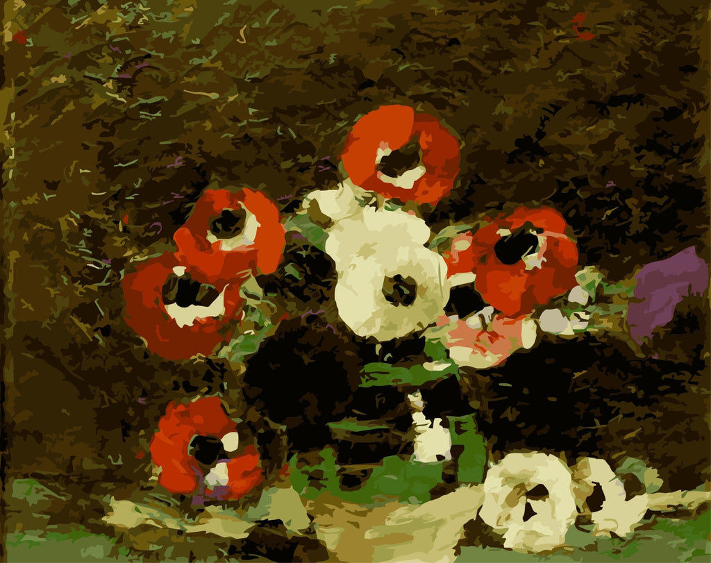Colorful anemones (Anemone) - Pictură pe numere - Pictorul Fericit