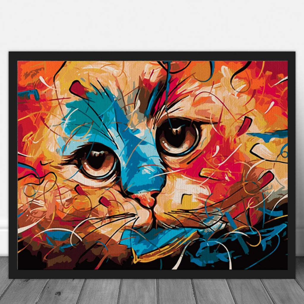 Coloured cat - Pictură pe numere - Pictorul Fericit